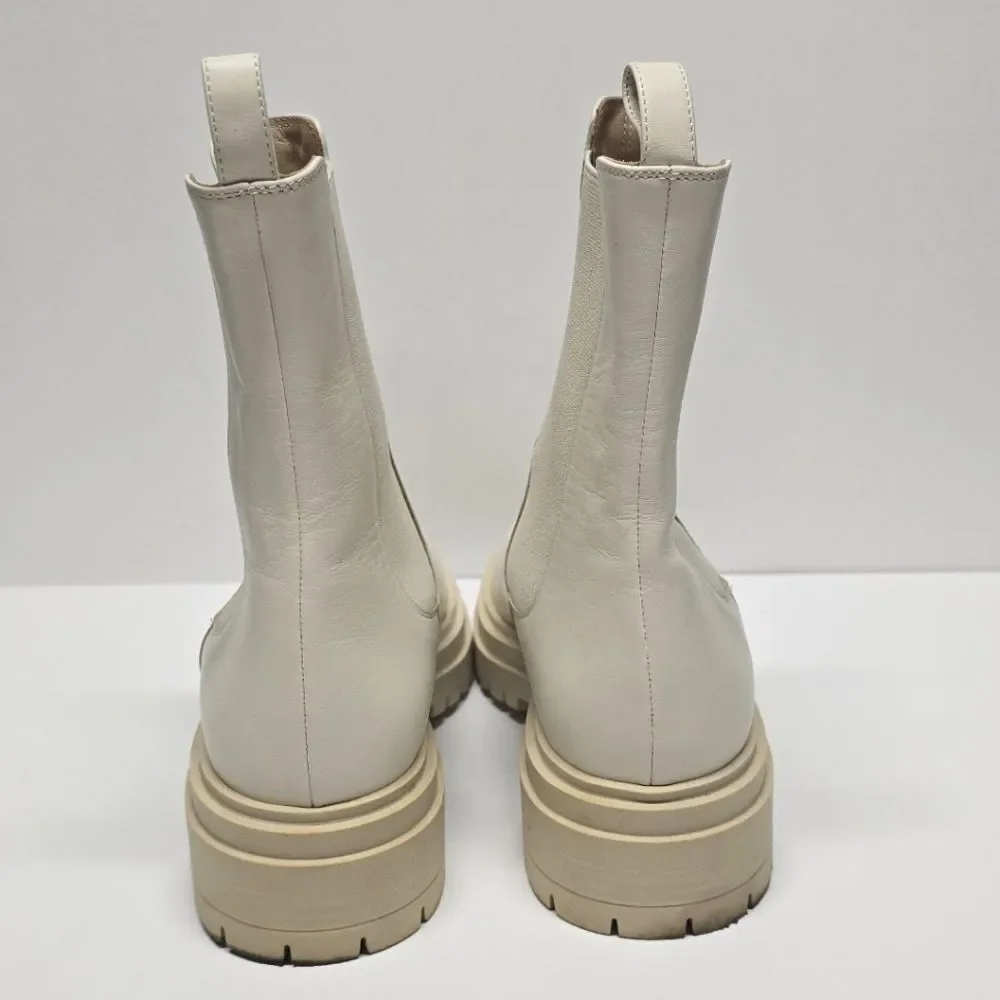 Dee Ocleppo Snowy Day Ivory Cream Leather Chelsea Boots Women's 9 ITALY
